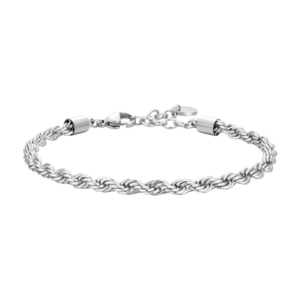 Luca Barra Bracciale Acciaio Catena Corda 4 mm