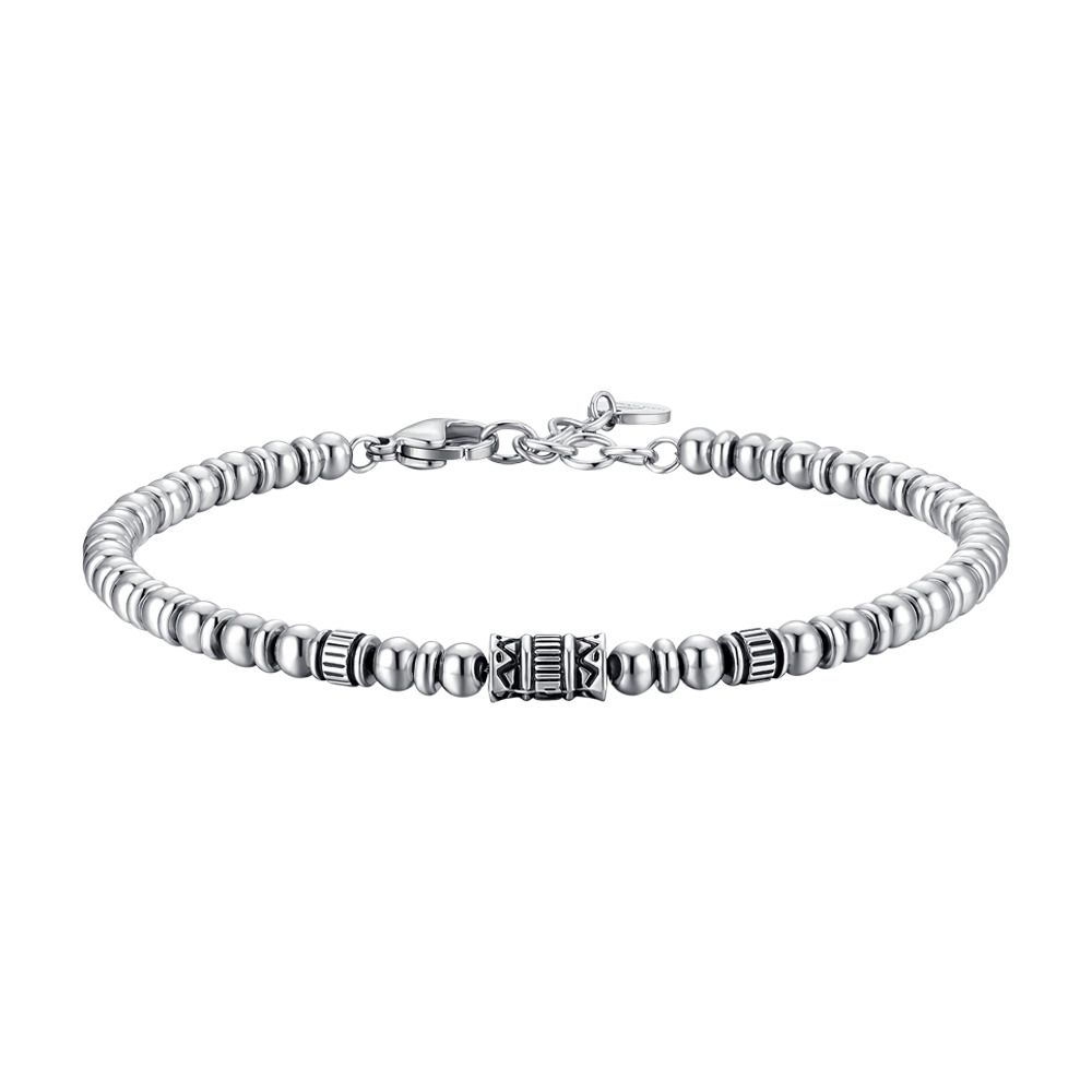 Luca Barra Bracciale Acciaio Ematite e Turchesi