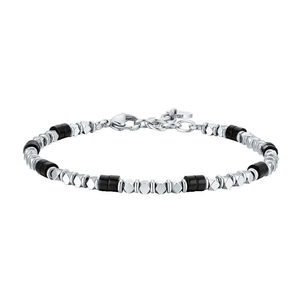 Luca Barra Bracciale Acciaio Ematite e Onice