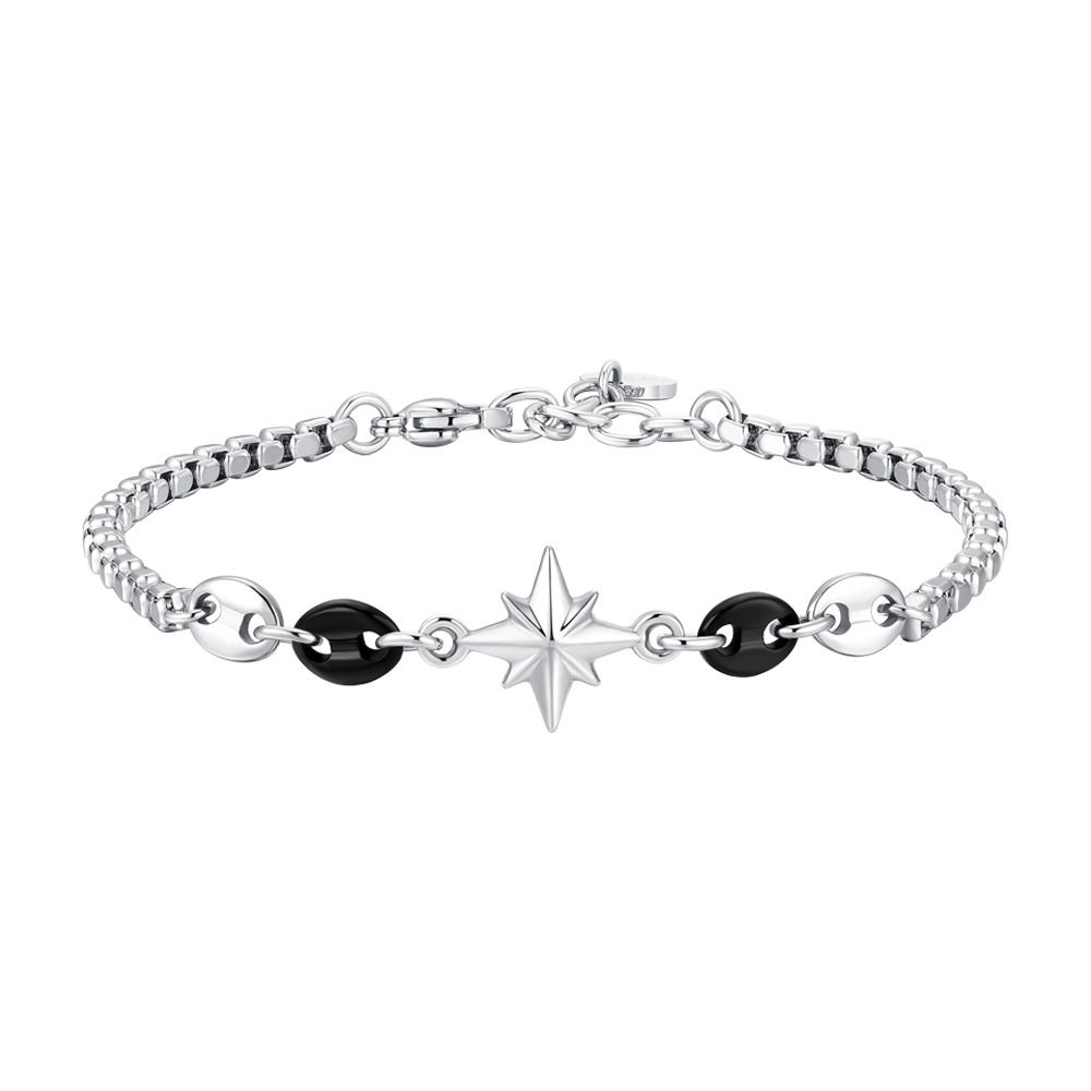 Luca Barra Bracciale Acciaio Ip Nero e Rosa dei Venti