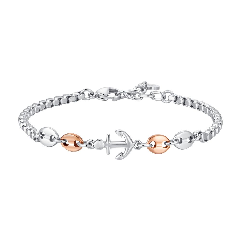 Luca Barra Bracciale Acciaio Ip Rosè e Ancora