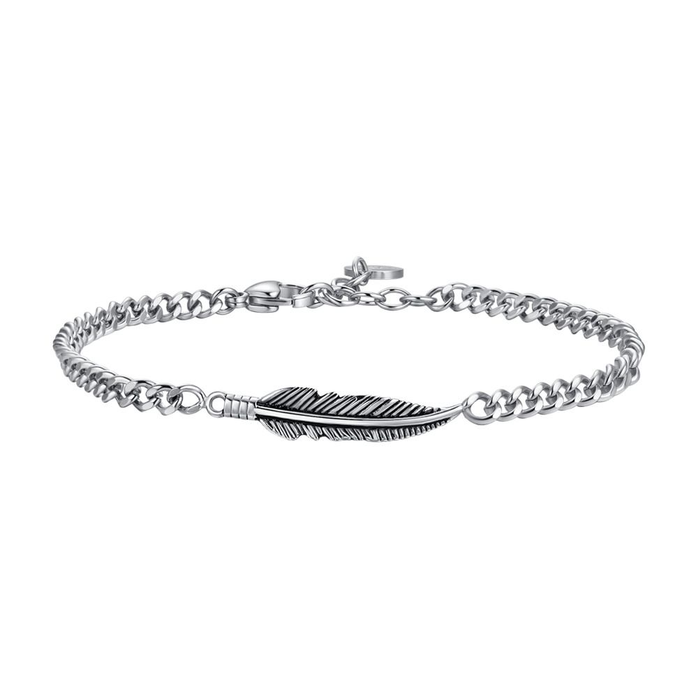 Luca Barra Bracciale Acciaio con Piuma