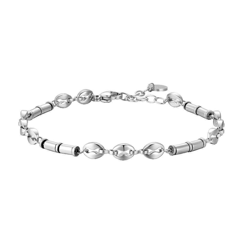 Luca Barra Bracciale Acciaio con Ematite Silver