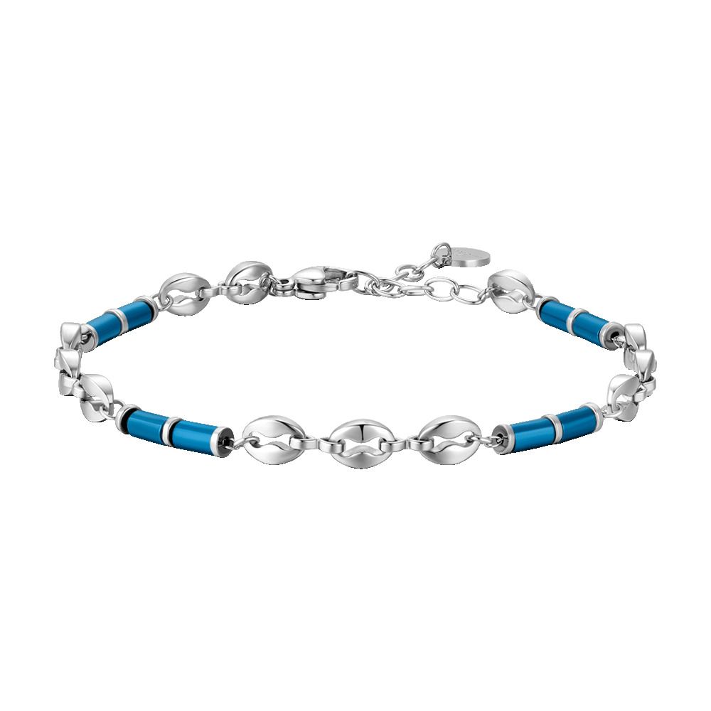 Luca Barra Bracciale Acciaio con Ematite Blu