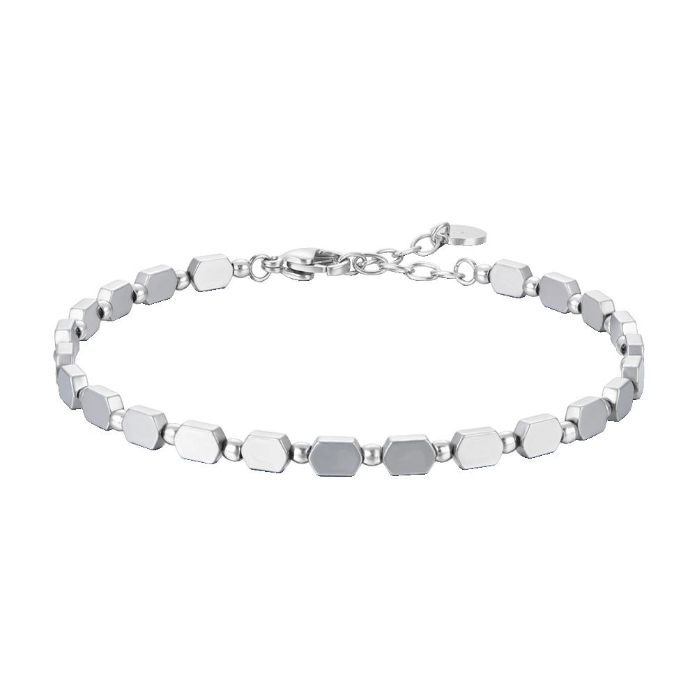 Luca Barra Bracciale Acciaio con Ematite Silver