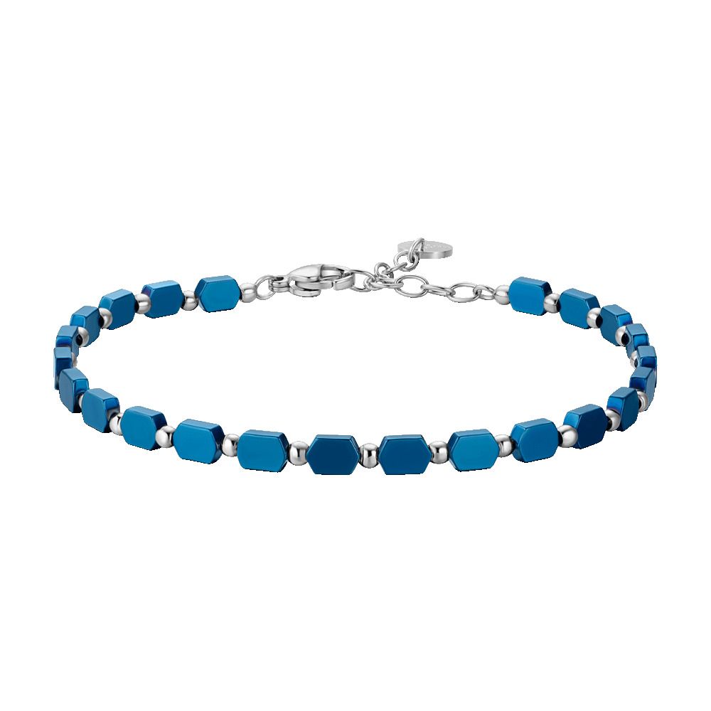 Luca Barra Bracciale Acciaio con Ematite Blu