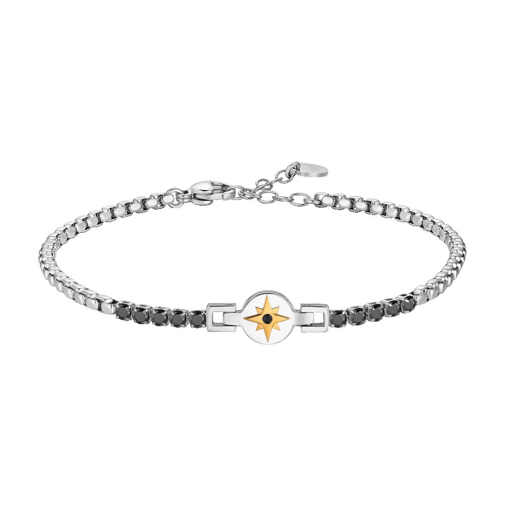 Luca Barra Tennis Acciaio Zirconi Neri e Rosa Dei Venti