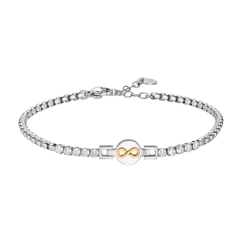 Luca Barra Tennis Acciaio Zirconi Bianchi e Infinito