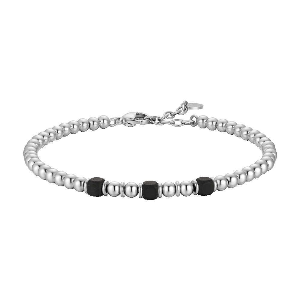 Luca Barra Bracciale Sfere Acciaio ed Ematite Nera
