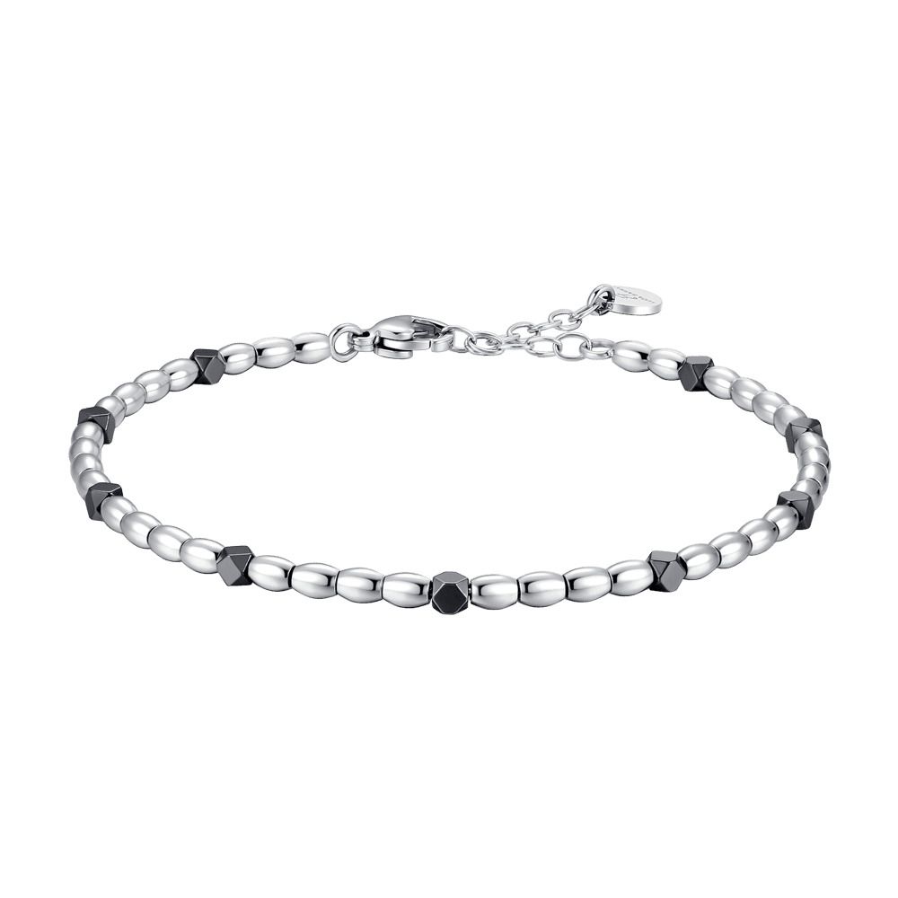 Luca Barra Bracciale Acciaio ed Ematite Nera
