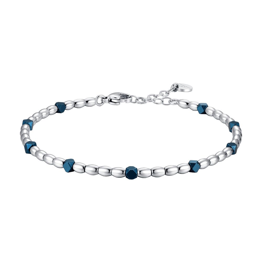 Luca Barra Bracciale Acciaio ed Ematite Blu