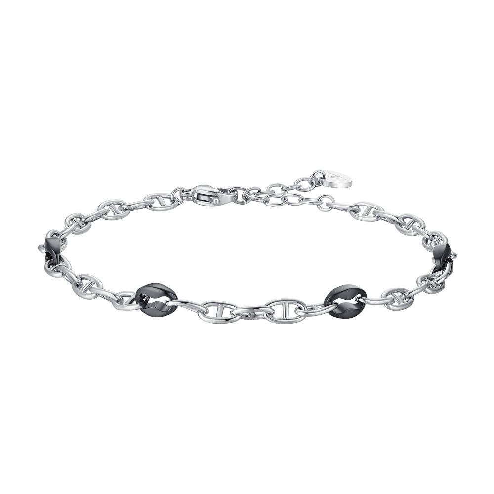 Luca Barra Bracciale con Elementi Neri Acciaio