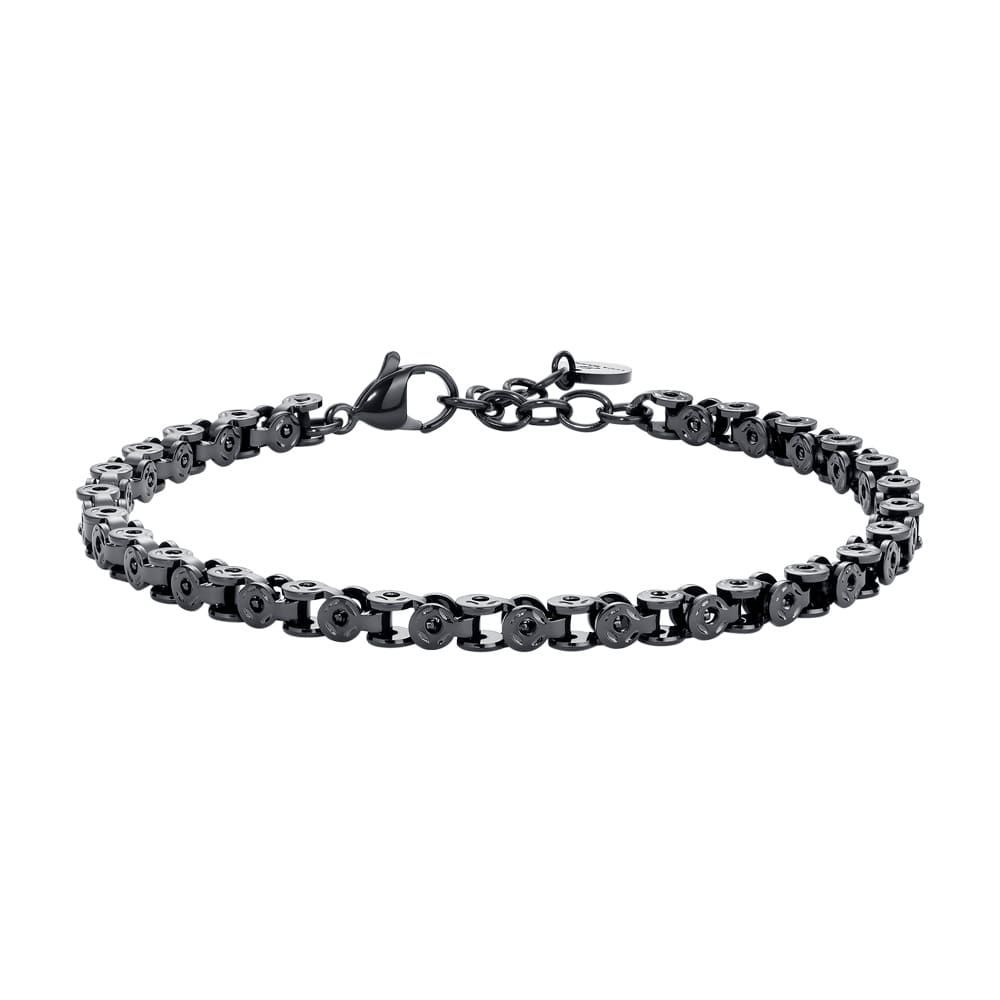 Luca Barra Bracciale Acciaio Nero Maglia Concatenata