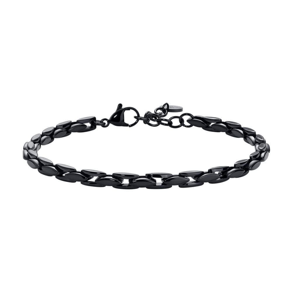 Luca Barra Bracciale Catena Acciaio Ip Nero 2 mm