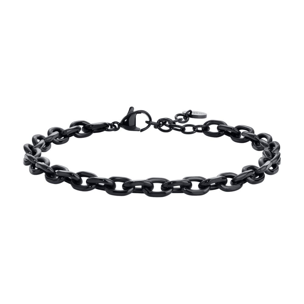 Luca Barra Bracciale Acciaio Ip Nero Catena 2 mm
