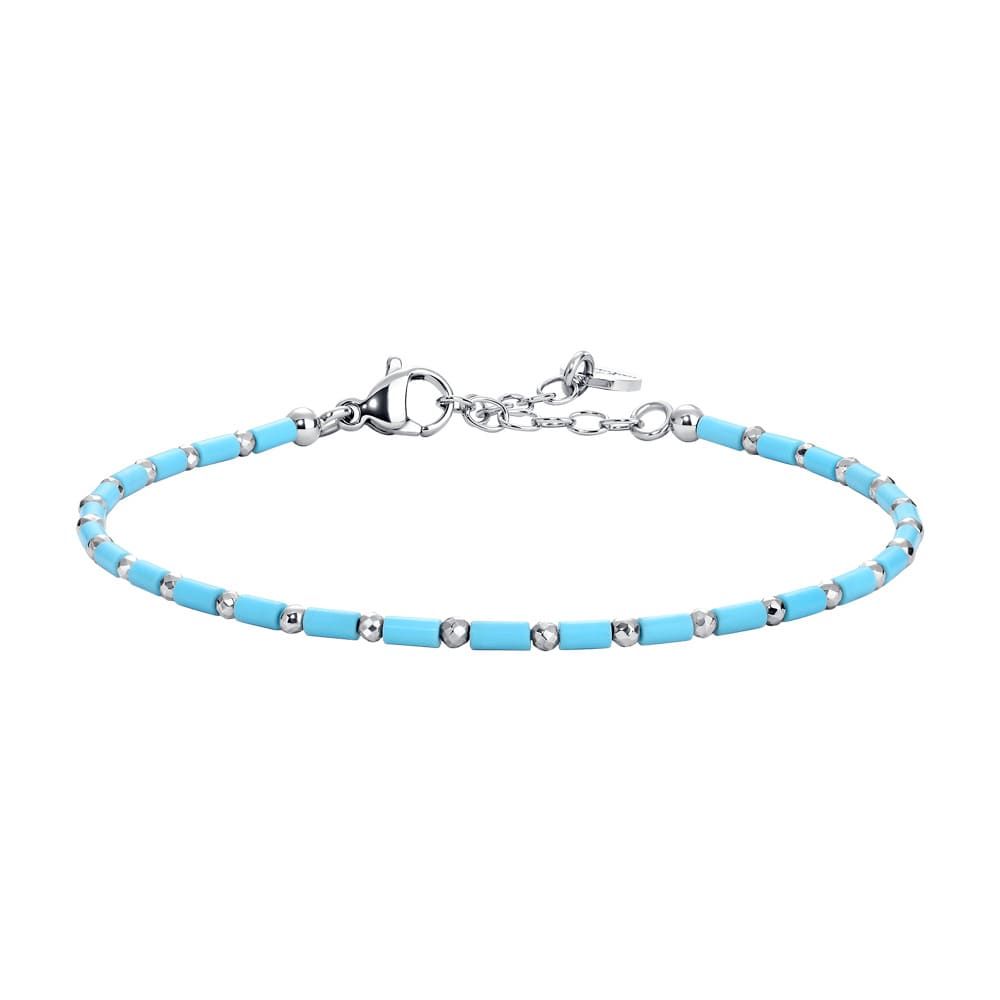 Luca Barra Bracciale Acciaio Ematite e Turchese