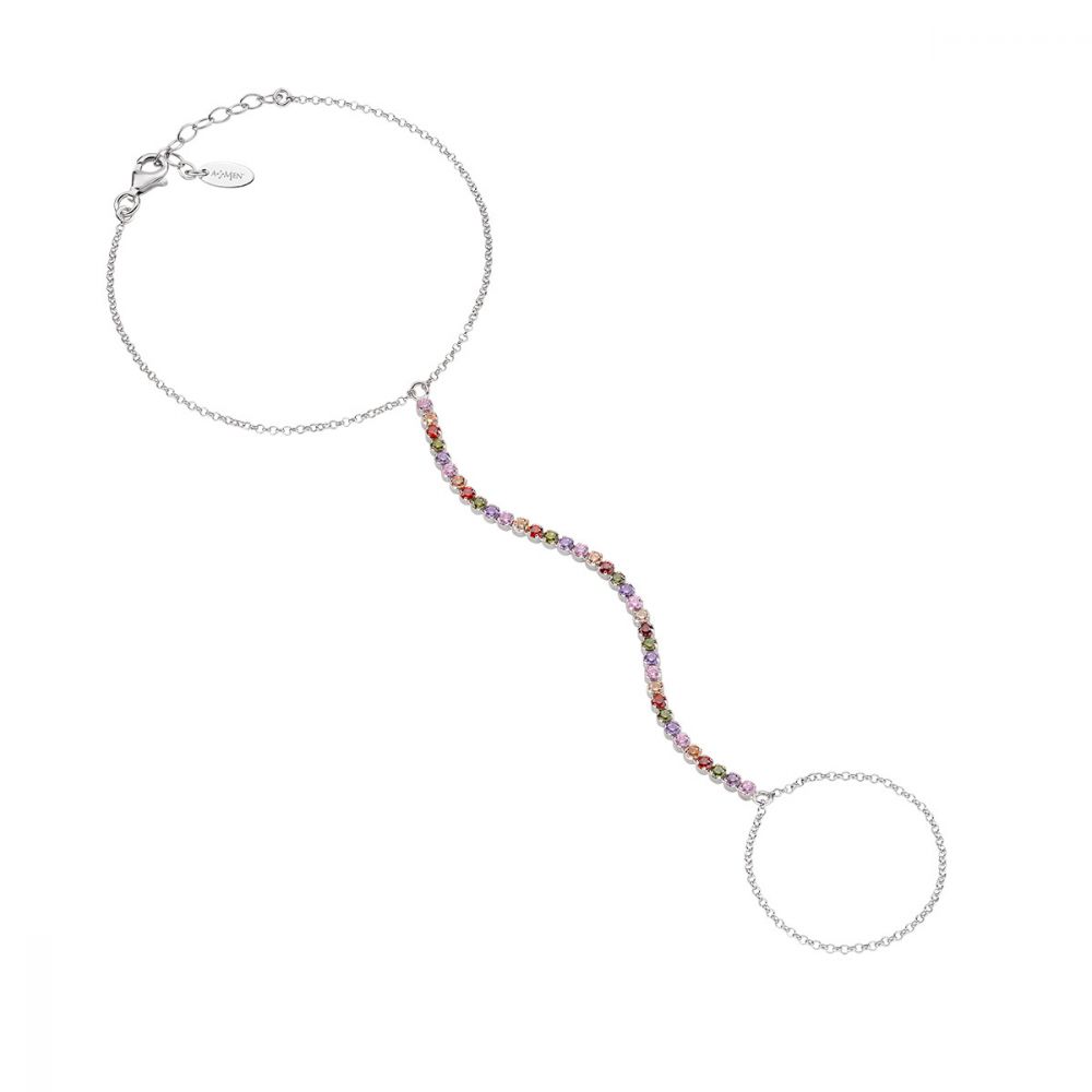 Amen Baciamano Argento Rodiato Zirconi Multicolor