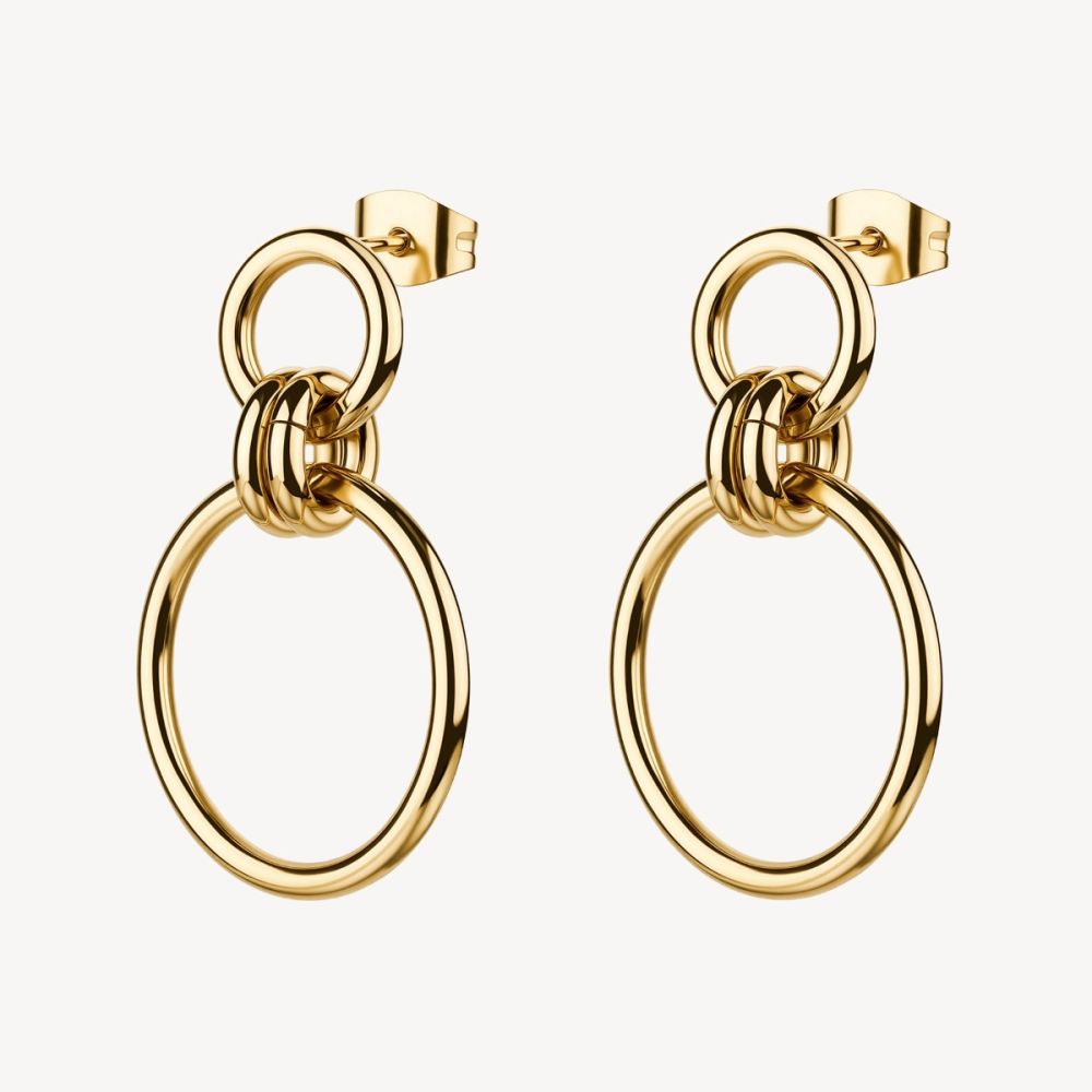Brosway Orecchini Pendenti Acciaio Gold con Cerchi