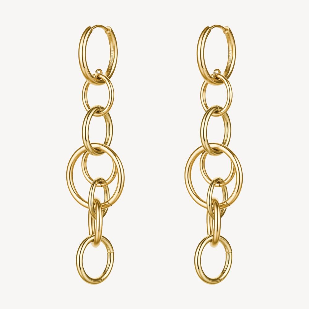 Brosway Orecchini Acciaio Gold Cerchi Intersecati