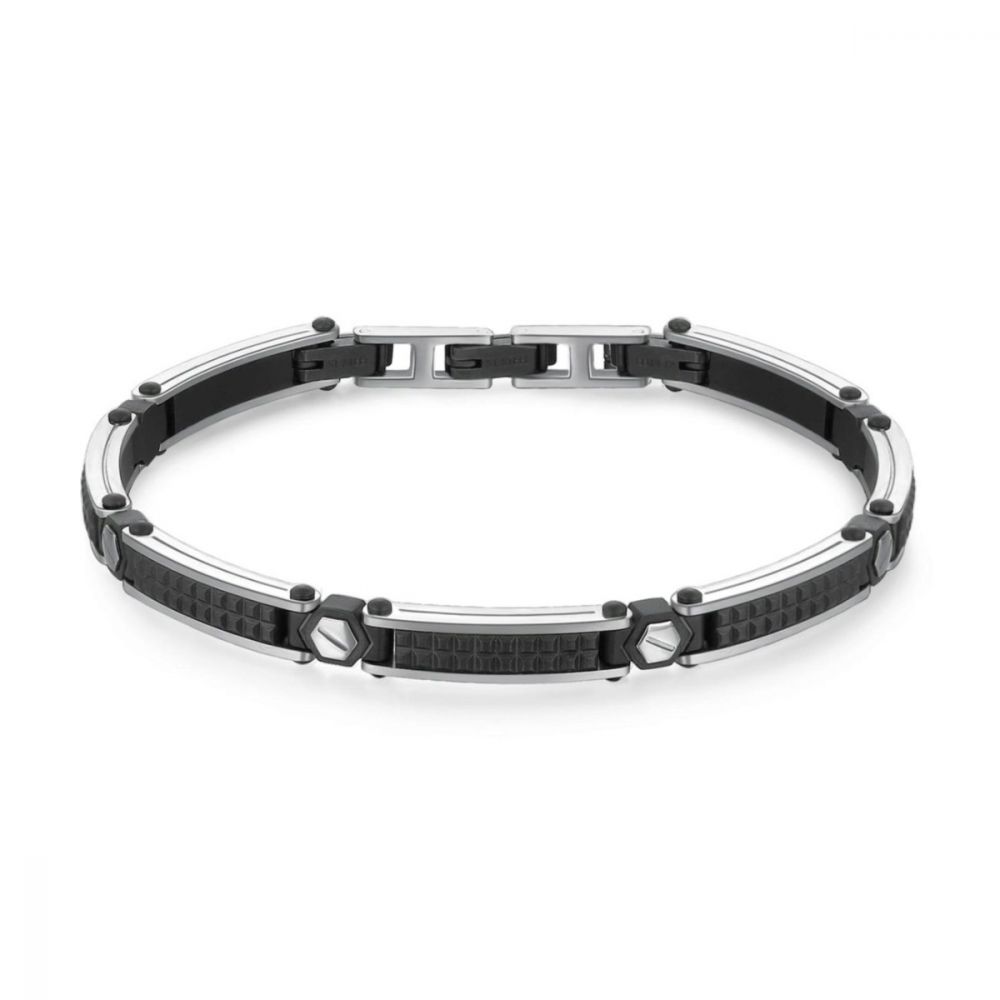 Brosway Bracciale Uomo Acciaio Nero Lucido e Satinato Backliner