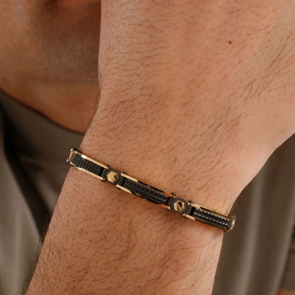 Brosway Bracciale Uomo Acciaio Gold e Gun Backliner