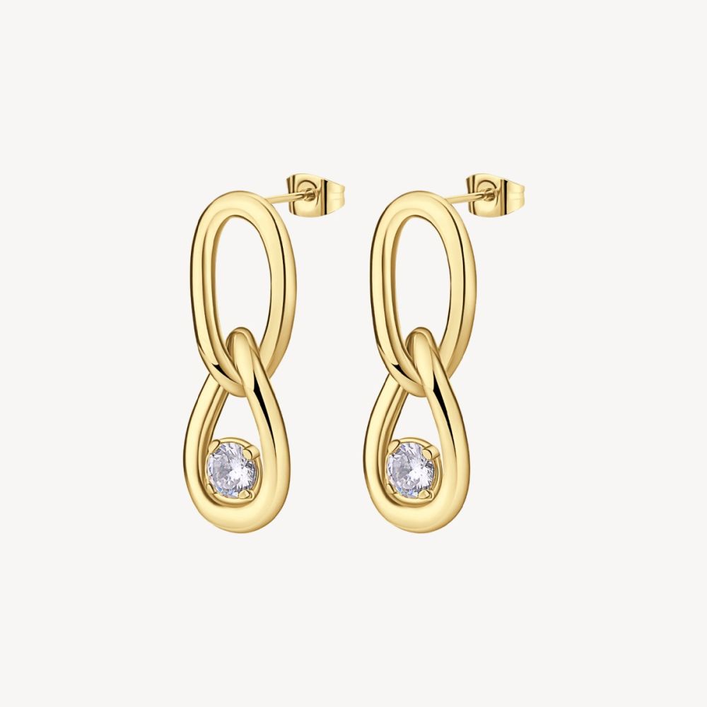 Brosway Orecchini Acciaio Gold e Cubic Zirconia Ribbon