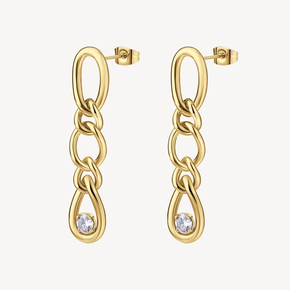 Brosway Orecchini Acciaio Gold e Cubic Zirconia Ribbon