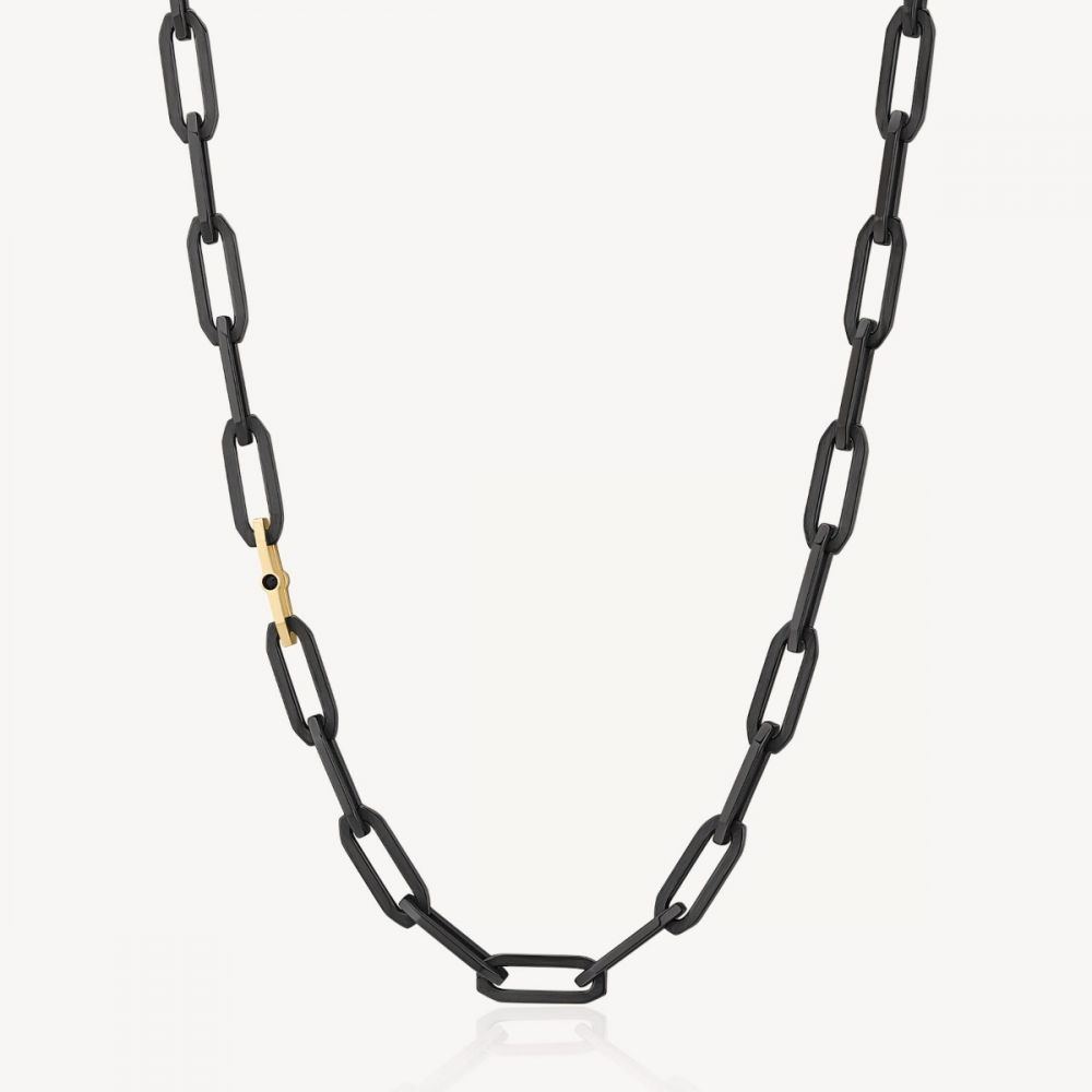 Brosway Collana Uomo Acciaio Nero Lucido e Satinato Caliburn