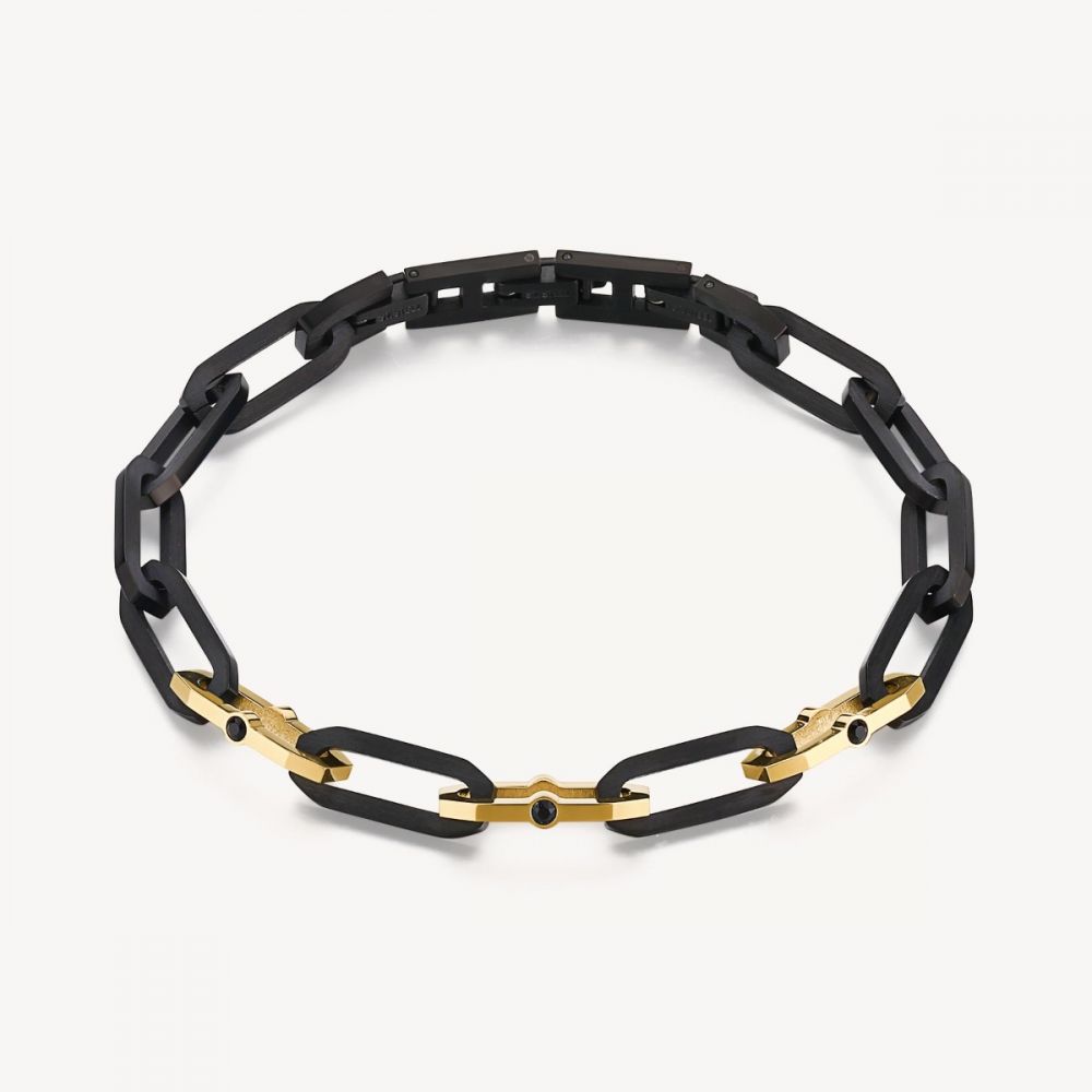 Brosway Bracciale Uomo Acciaio Nero Lucido e Satinato Caliburn