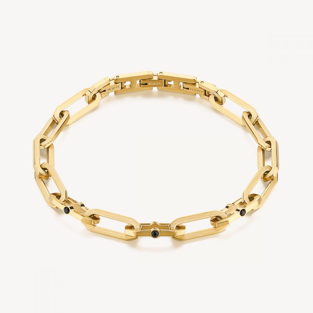 Brosway Bracciale Uomo Acciaio Gold Lucido e Satinato Caliburn