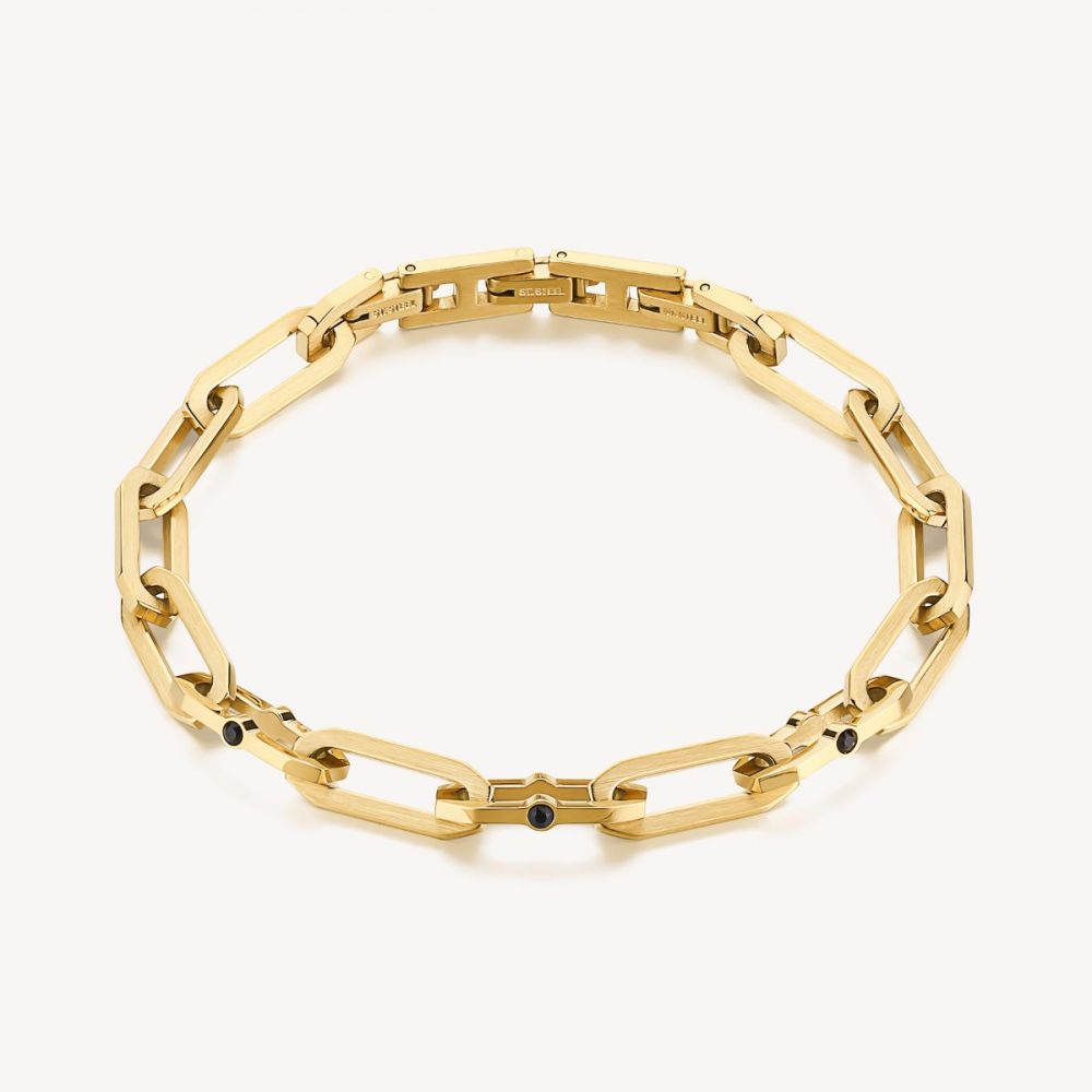 Brosway Bracciale Uomo Acciaio Gold Lucido e Satinato Caliburn