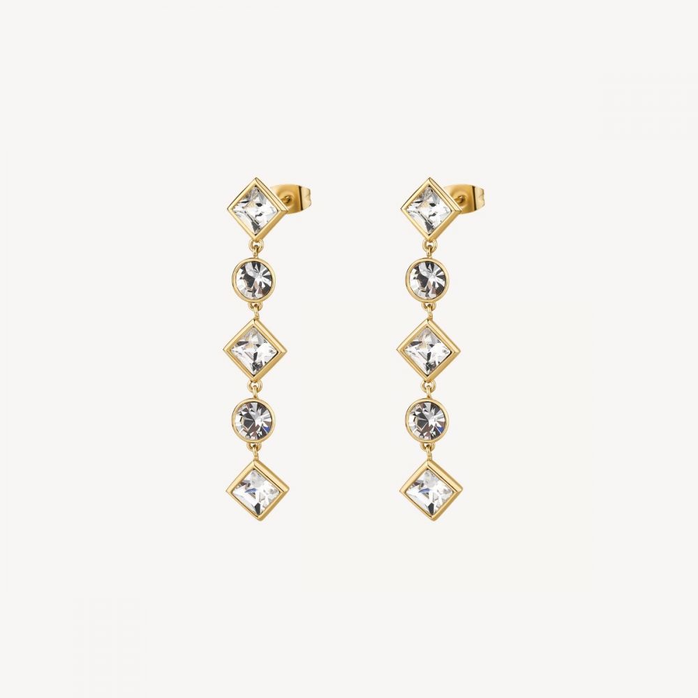 Brosway Orecchini Pendenti Donna Acciaio Gold e Cristalli Emphasis