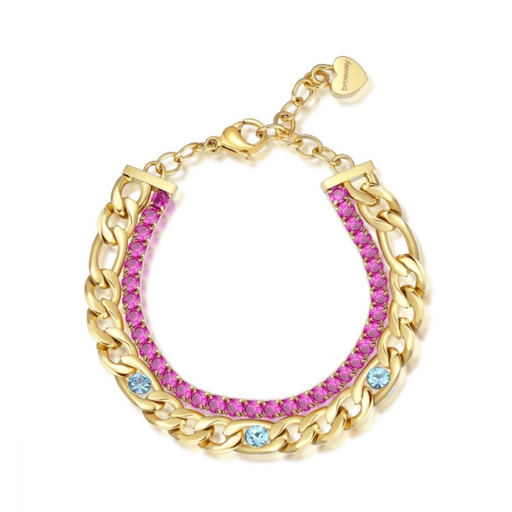 Brosway Tennis 2 Fili Catena Gold Zirconi Rubino Desideri