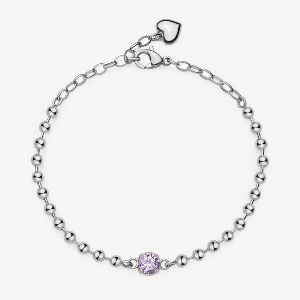 Brosway Bracciale Acciaio Ametista e Cuore Desideri