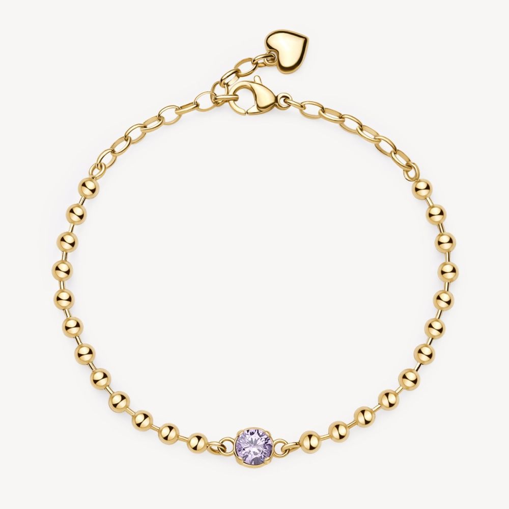 Brosway Bracciale Acciaio Gold Ametista e Cuore Desideri