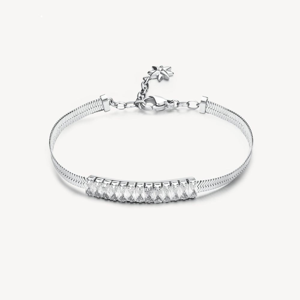 Brosway Bracciale Snake Acciaio Cristalli Bianchi Desideri