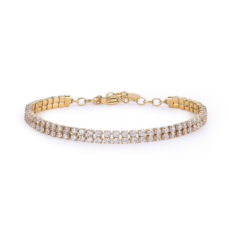 Brosway Tennis Acciaio Gold Zirconi Bianchi Desideri