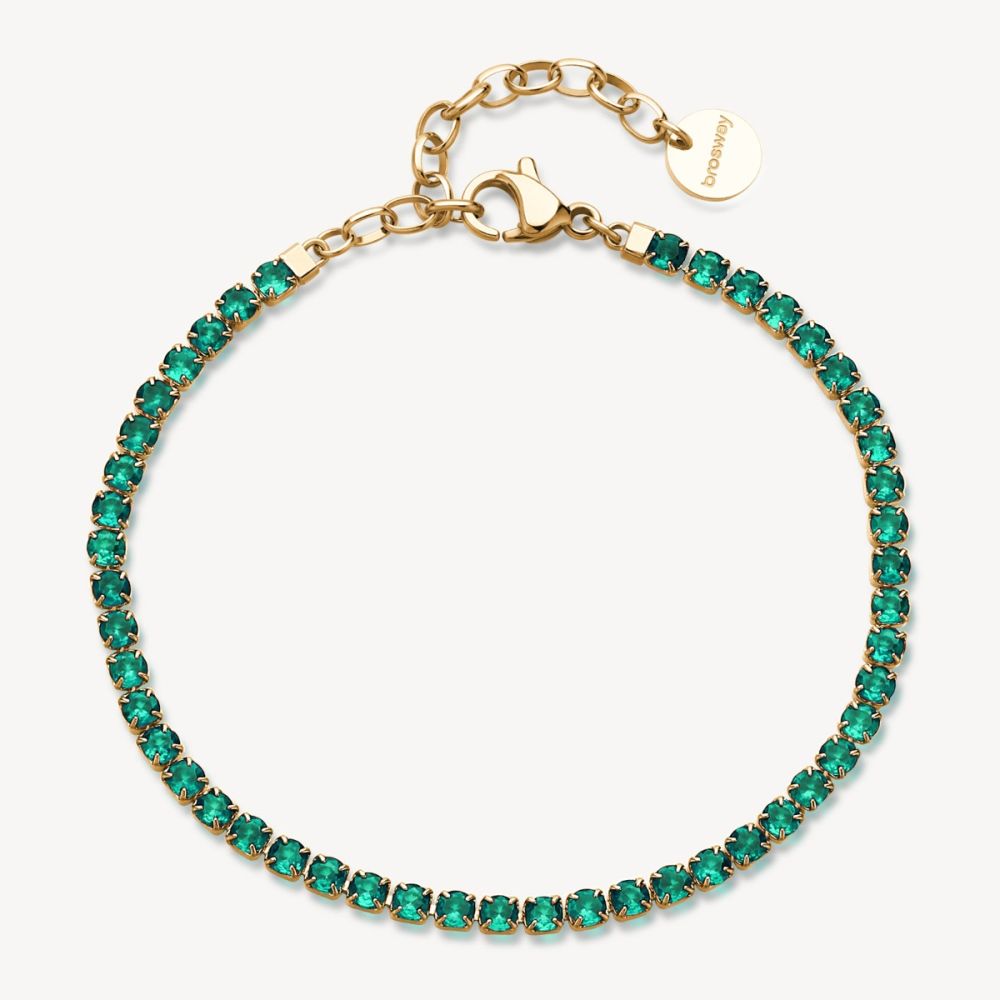 Brosway Tennis Acciaio Gold Zirconi Verdi Desideri
