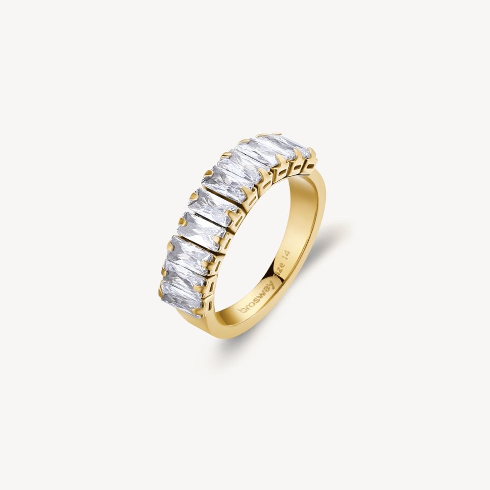 Brosway Anello Acciaio Gold Cristalli Bianchi Desideri