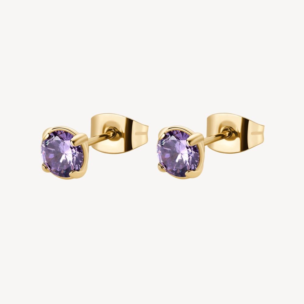 Brosway Orecchini Acciaio Gold Punto Luce Ametista Desideri