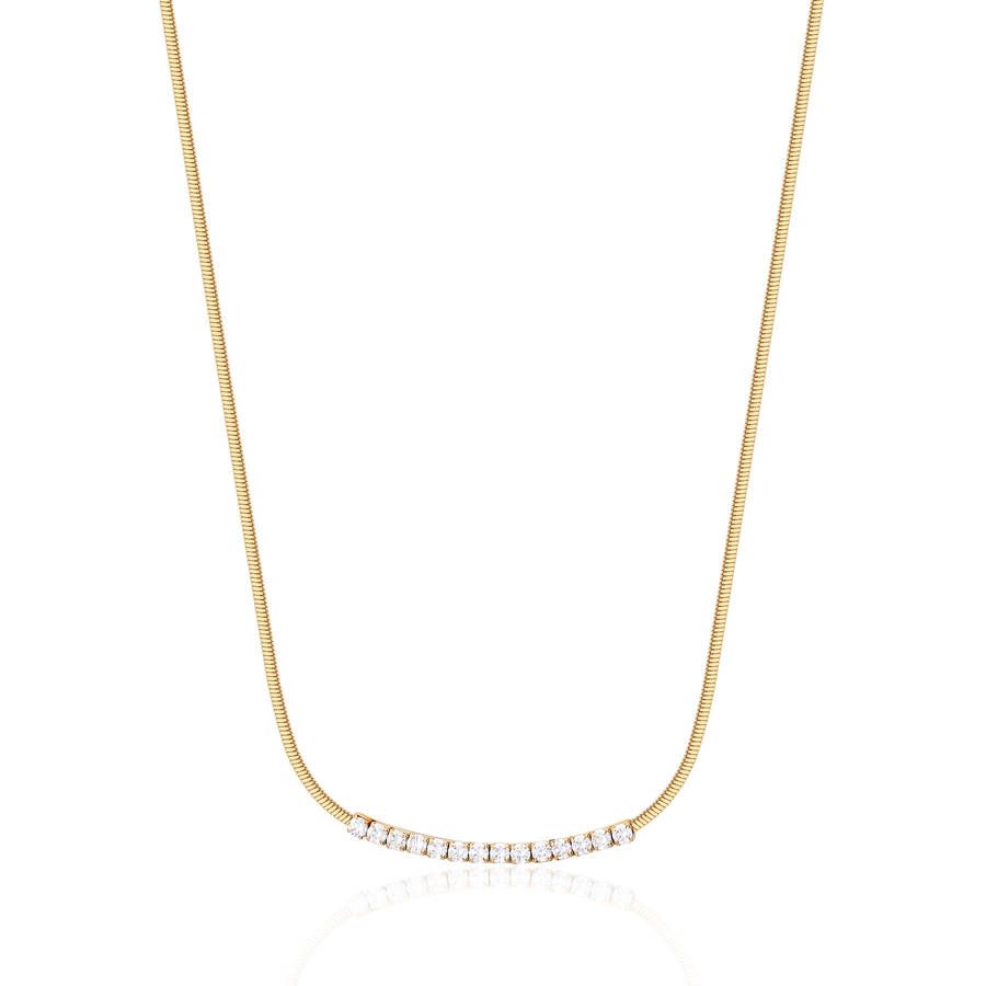 Brosway Collana Donna Acciaio Gold Cristalli Bianchi Desideri