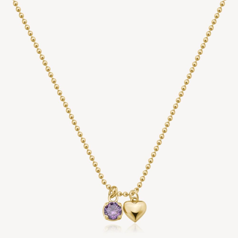 Brosway Collana Acciaio Gold Ametista e Cuore Desideri