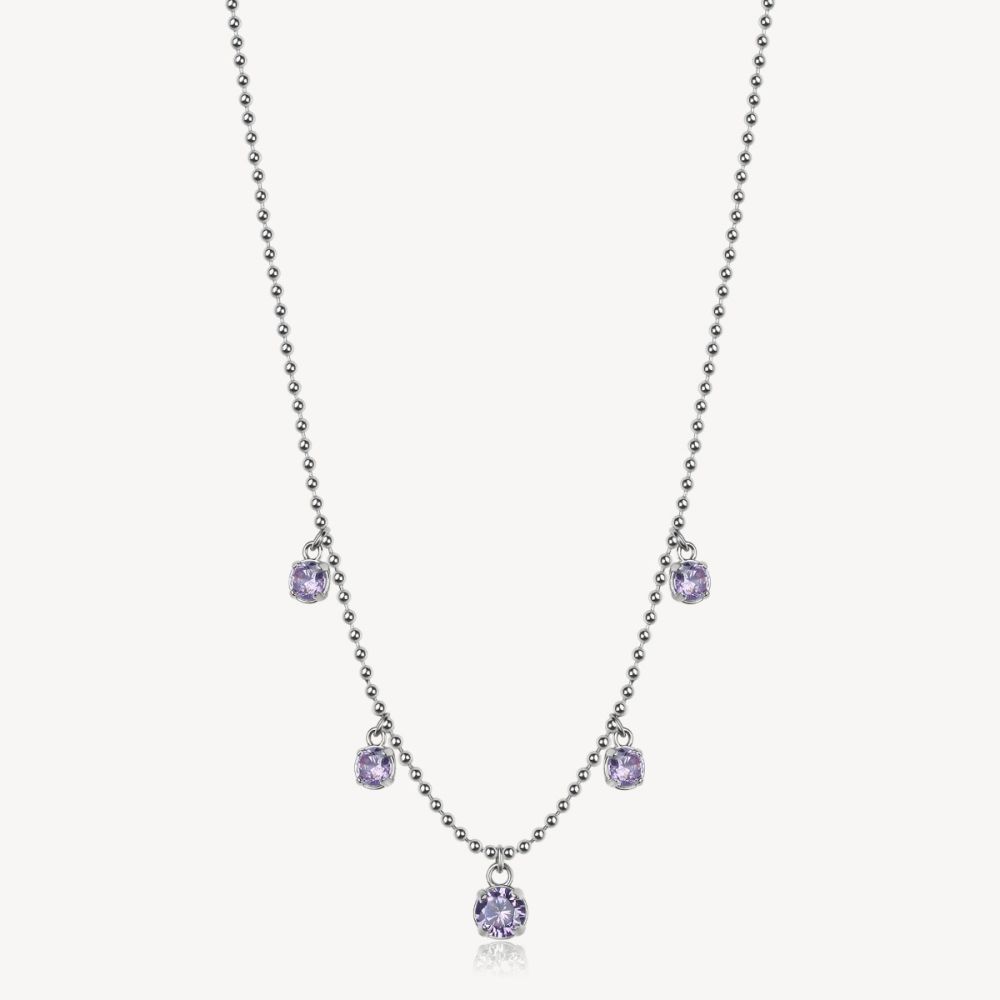 Brosway Collana Acciaio 5 Zirconi Ametista Desideri