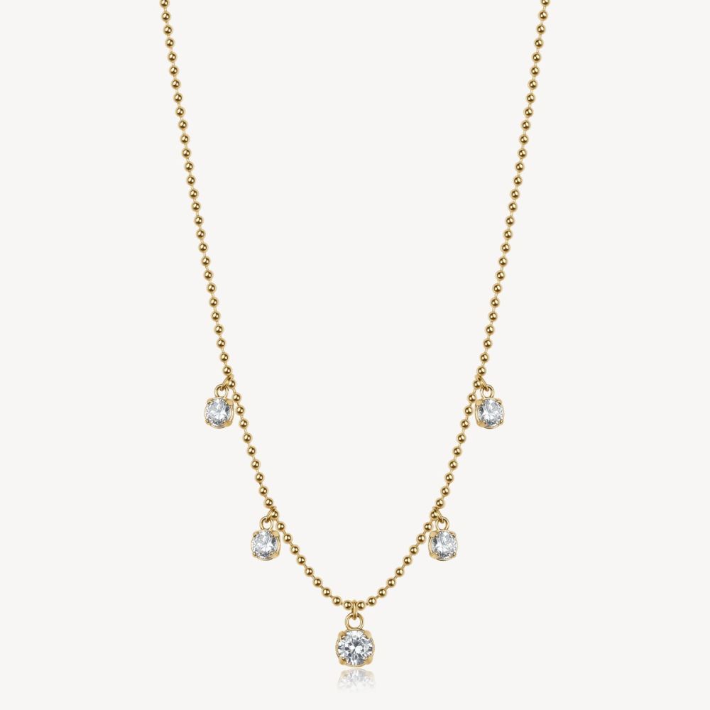 Brosway Collana Acciaio Gold 5 Zirconi Bianchi Desideri
