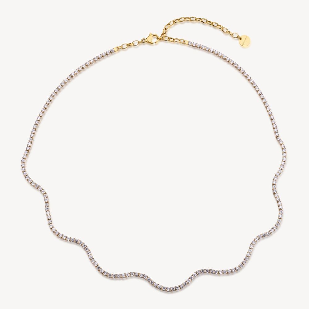 Brosway Collana Tennis Acciaio Gold Zirconi Bianchi