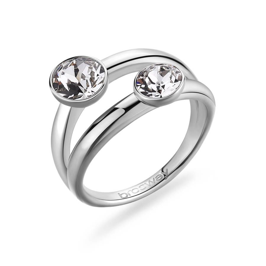 Brosway Anello Doppio Donna Acciaio Cristalli Swarovski