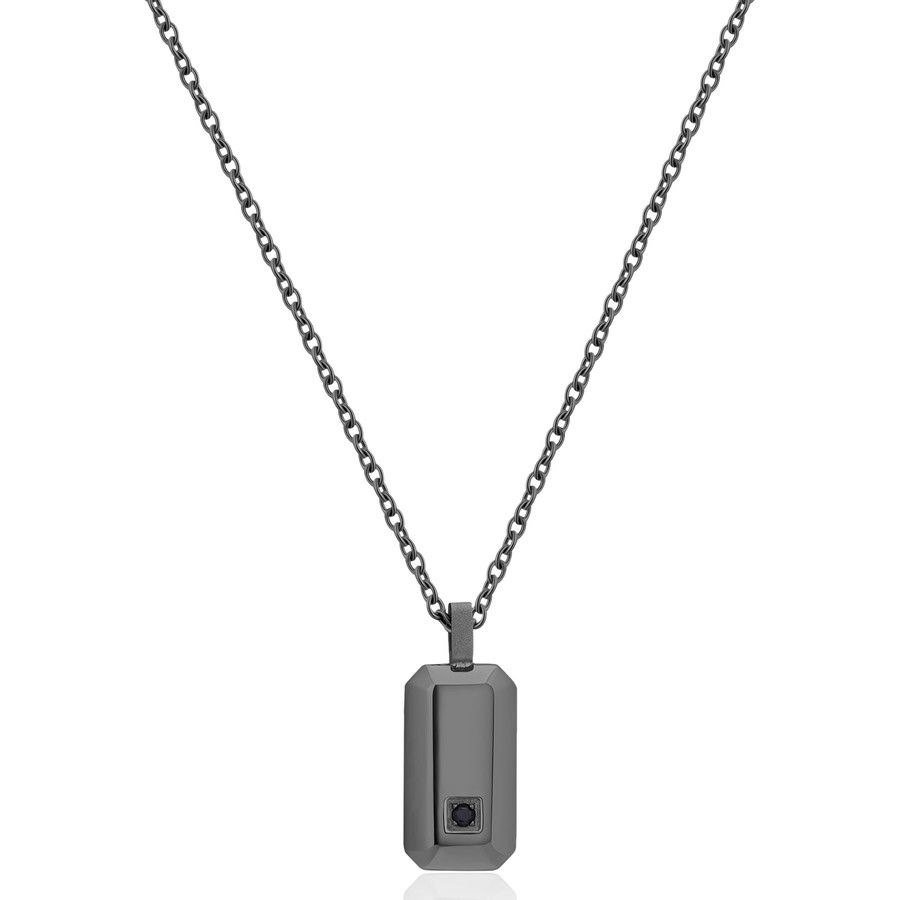 Brosway Collana Acciaio Pvd Rutenio Piastra e Zircone Forge