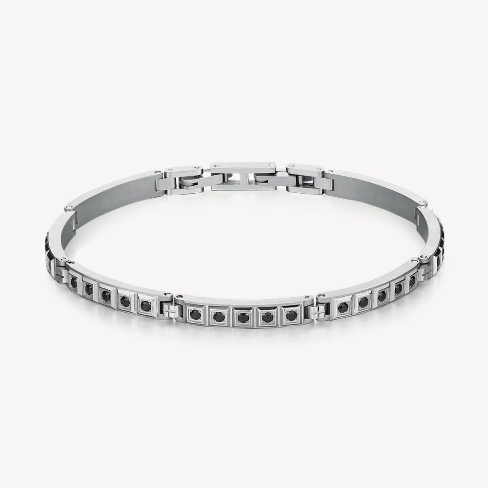 Brosway Bracciale Semirigido Acciaio Zirconi Neri Forge