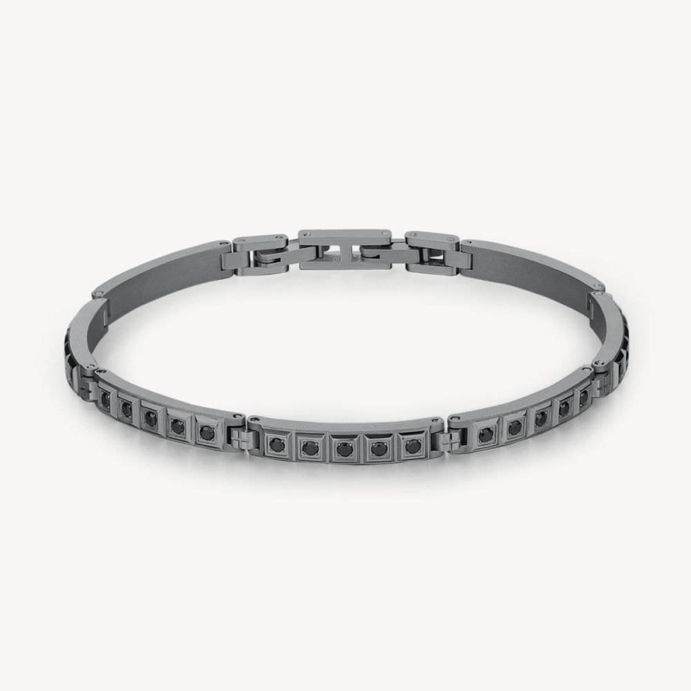 Brosway Bracciale Semirigido Acciaio Pvd Rutenio Zirconi Neri Forge