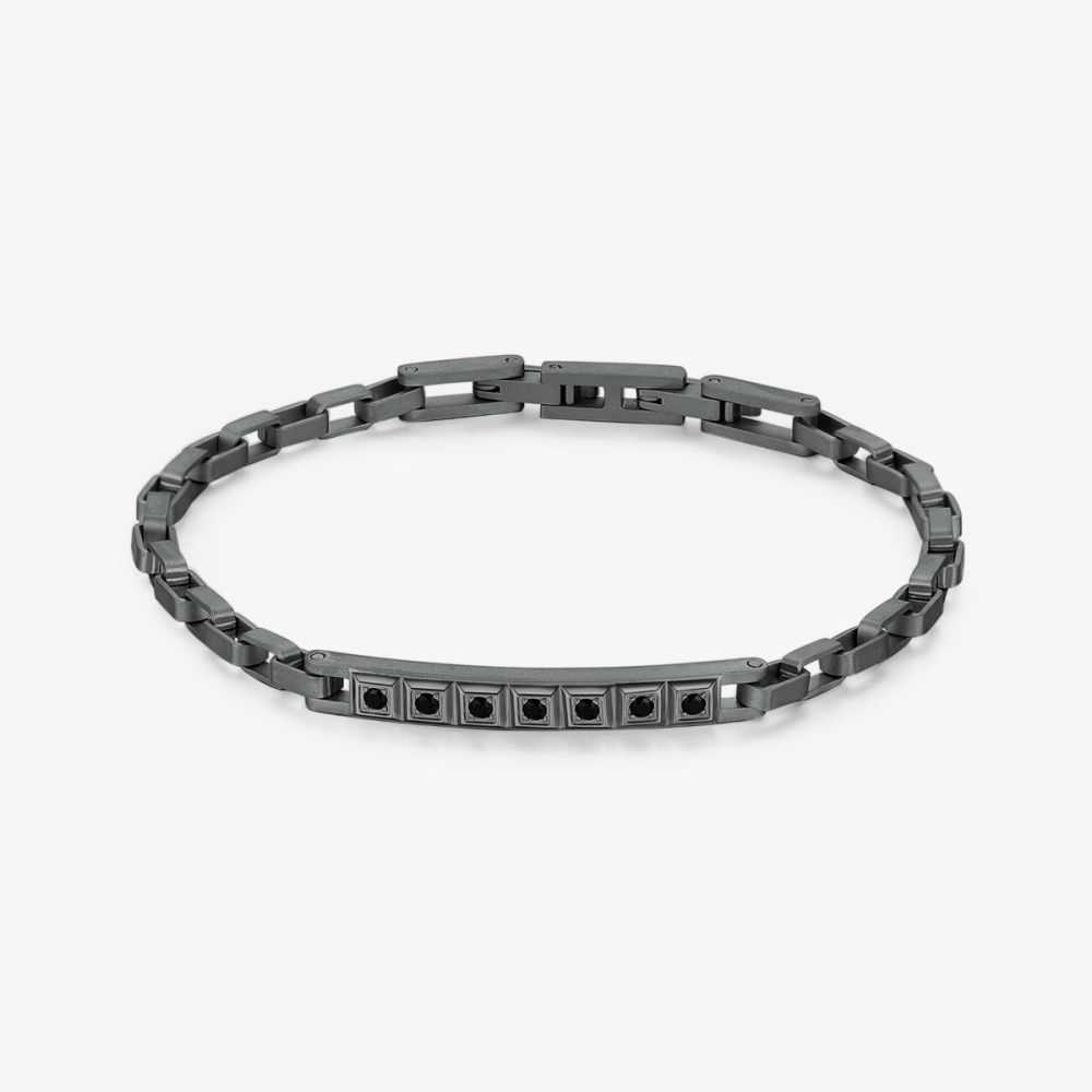 Brosway Bracciale Acciaio Pvd Rutenio Zirconi Neri Forge